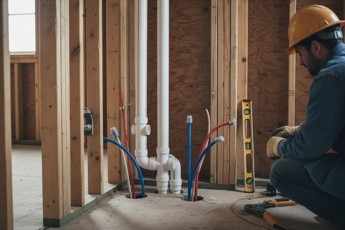 Drain and supply rough-in during Drain Cleaning in Porterville
