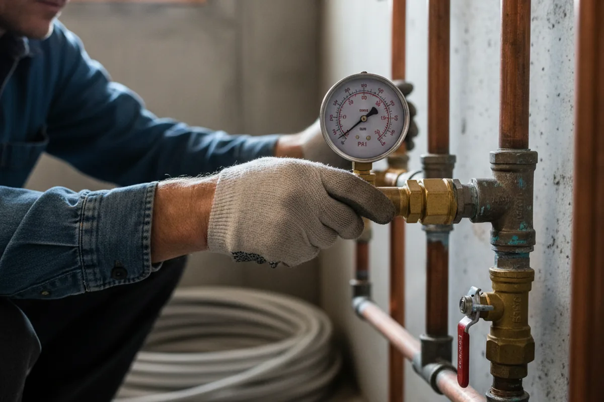 Pressure testing a repaired line during Water Line Repair in Porterville